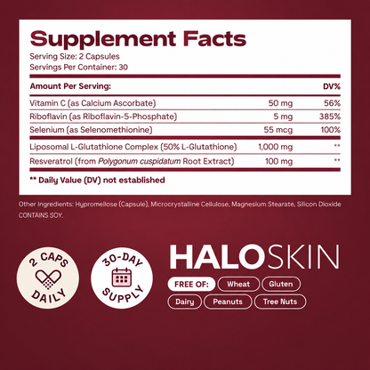 HaloSkin Liposomal Glutathione - supplement facts