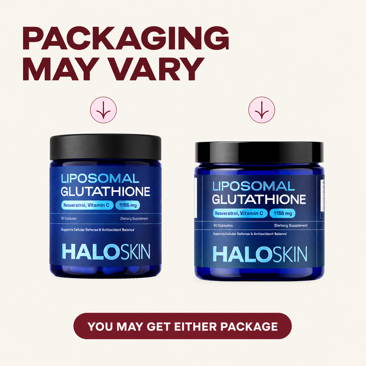 HaloSkin Liposomal Glutathione - packaging may vary